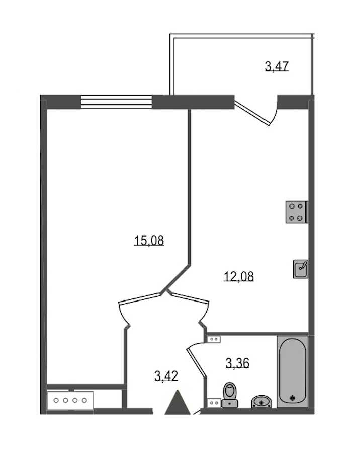 Однокомнатная квартира в : площадь 34.98 м2 , этаж: 1 – купить в Санкт-Петербурге